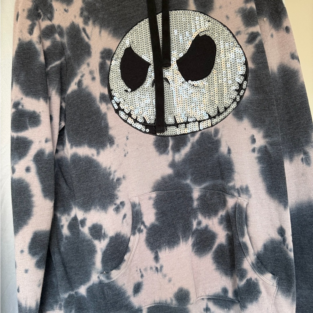 Tie-Dye Hoodie with Sequin Nightmare before Christmas Design